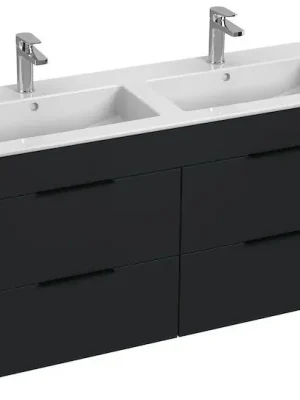 Cube - skříňka s dvojumyvadlem 120 cm, 4 zásuvky, antracit mat (H4536621763521) Koop Online