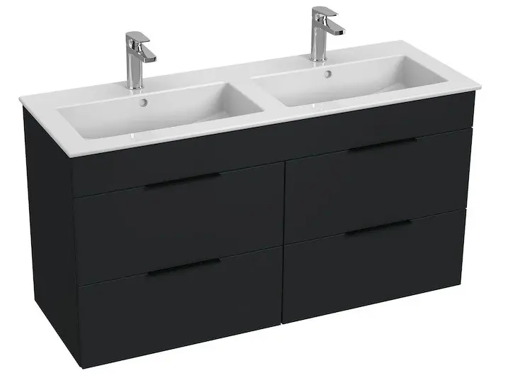 Cube - skříňka s dvojumyvadlem 120 cm, 4 zásuvky, antracit mat (H4536621763521) Koop Online