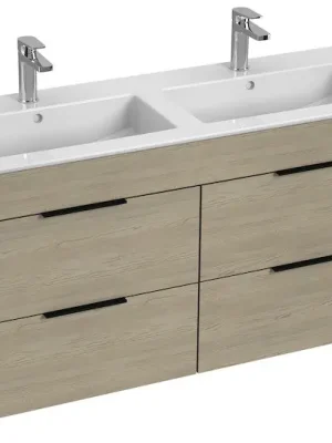Cube - skříňka s dvojumyvadlem 120 cm, 4 zásuvky, jasan (H4536621765141) Nu Kopen