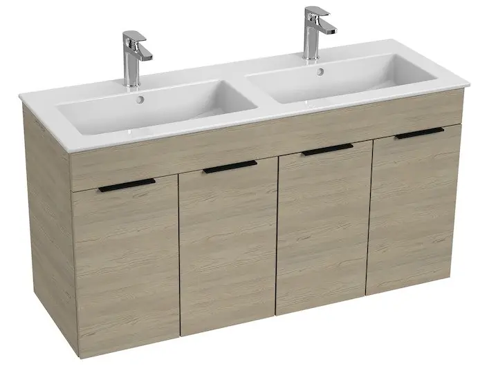 Cube - skříňka s dvojumyvadlem 120 cm, 4 dvířka, jasan (H4536611765141) Dagaanbieding