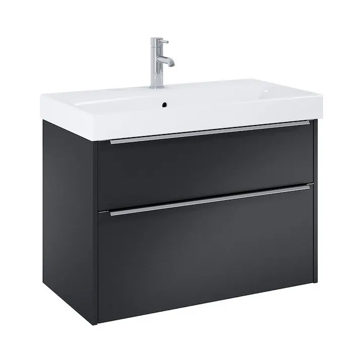Pure - skříňka pod umyvadlo 80 cm, 2 zásuvky, černá matná (H40B2344023532) Premium