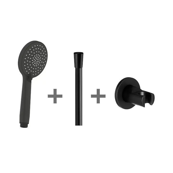 Rechtstreeks Van De Fabrikant Mio Style - sprchová sada, ruční sprcha prům. 100 mm, 3 funkce, držák sprchy, hadice 170 cm, černá matná (H3652F07163611)