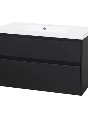 Tijdelijk Beschikbaar Opto, koupelnová skříňka s umyvadlem z litého mramoru 101 cm, černá (CN942M)