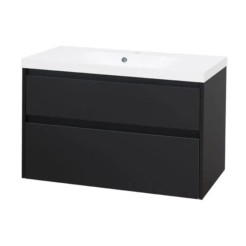Tijdelijk Beschikbaar Opto, koupelnová skříňka s umyvadlem z litého mramoru 101 cm, černá (CN942M)