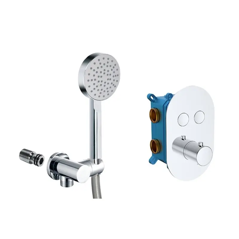 Hoge Kwaliteit Vanový set s termostatickou podomítkovou tlačítkovou baterií - 2-cestná - oválný kryt, napouštění přepadem (CB60106TB5)