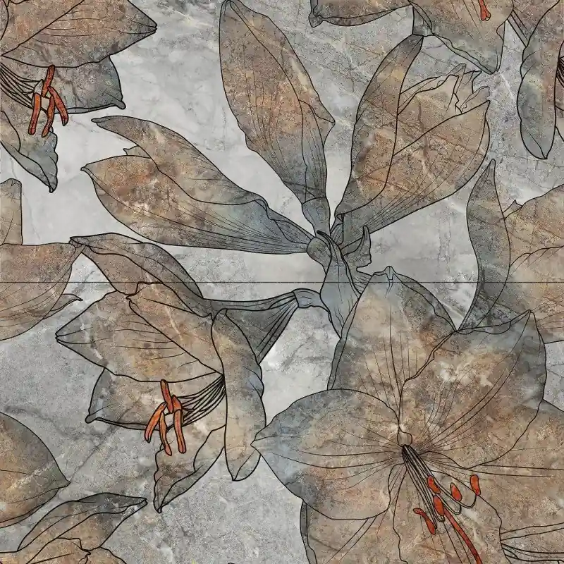 Op = Op Rock Island blue flower rekt. - obkládačka inzerto set 60x60 lesk (164863)
