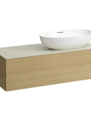 Alessi One - zásuvkový element 1200, s jednou zásuvkou, s výřezem vpravo, top Calce Avorio, pro umyvadlo H818975/6, H818977/8, světlý dub (H4313130972501) Veilige Betaling