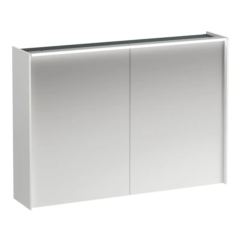 Flitsaanbieding Lani - zrcadlová skříňka, 100 cm, 2 dvířka, s vodorovným LED osvětlením, 2 skleněné poličky, el. zásuvka (H4037921122601)