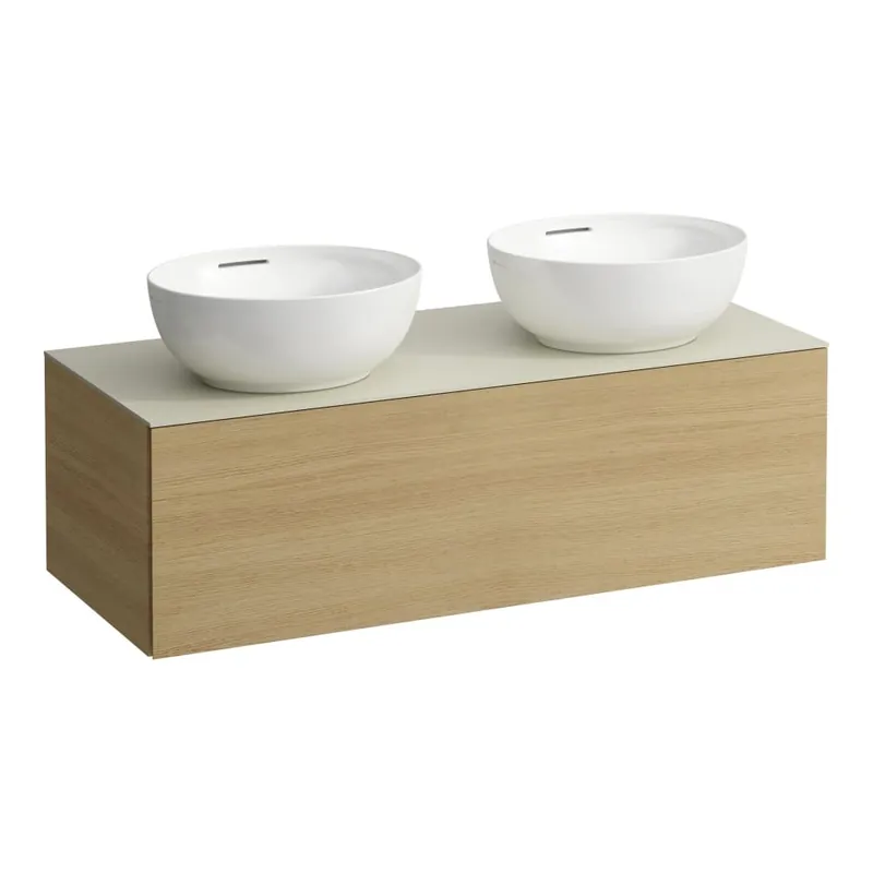 Alessi One - zásuvkový element 1200, s jednou zásuvkou, s výřezem vlevo a vpravo, top Calce Avorio, pro umyvadlo H818975/6, světlý dub (H4313140972501) Superprijs