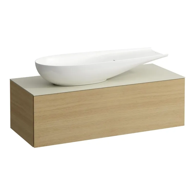 Alessi One - zásuvkový element 1200, s jednou zásuvkou, s výřezem vlevo, top Calce Avorio vč. otvoru pro baterii, pro umyvadlo H818974, světlý dub (H4313240972501) Lage Prijs