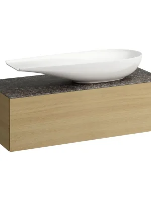 Alessi One - zásuvkový element 1200, s jednou zásuvkou, s výřezem vpravo, top Marrone Naturale vč. otvoru pro baterii, pro umyvadlo H818974, světlý dub (H4323250972501) Hete Deal