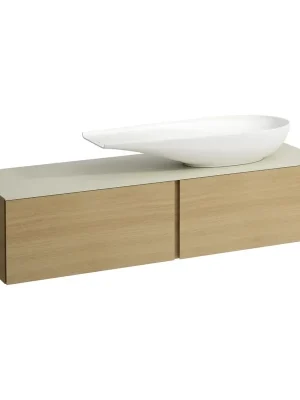 Alessi One - zásuvkový element 1600, se 2 zásuvkami, s výřezem vpravo, top Calce Avorio, pro umyvadlo H818974, světlý dub (H4313430972501) Nu Kopen