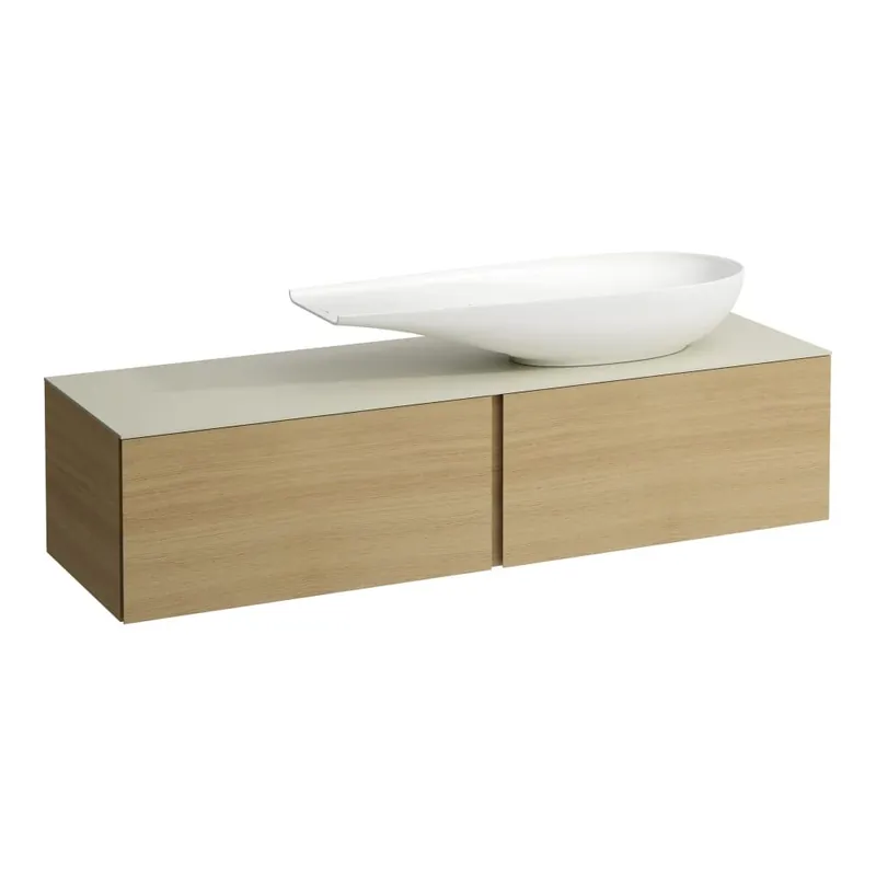 Nieuw Alessi One - zásuvkový element 1600, se 2 zásuvkami, s výřezem vpravo, top Calce Avorio vč. otvoru pro baterii, pro umyvadlo H818974, světlý dub (H4313450972501)