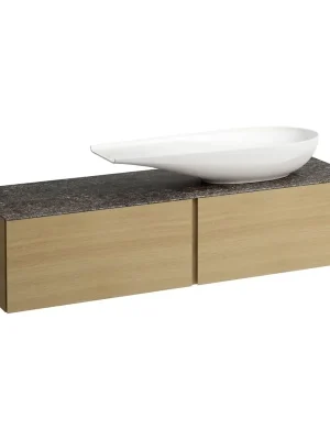 Alleen Vandaag Alessi One - zásuvkový element 1600, se 2 zásuvkami, s výřezem vpravo, top Marrone Naturale vč. otvoru pro baterii, pro umyvadlo H818974, světlý dub (H4323450972501)