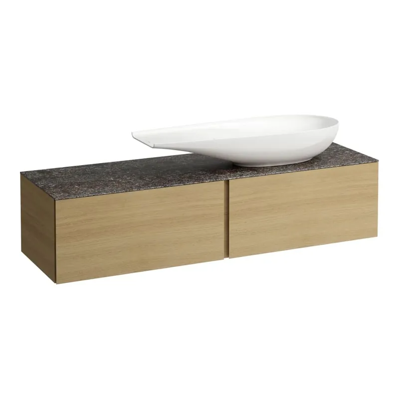 Alleen Vandaag Alessi One - zásuvkový element 1600, se 2 zásuvkami, s výřezem vpravo, top Marrone Naturale vč. otvoru pro baterii, pro umyvadlo H818974, světlý dub (H4323450972501)