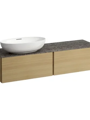 Značkový Alessi One - zásuvkový element 1600, se 2 zásuvkami, s výřezem vlevo, top Marrone Naturale, pro umyvadla H818975/6, H818977/8, světlý dub (H4323520972501)