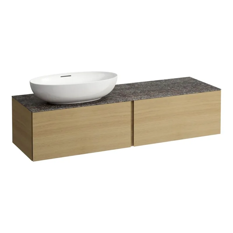 Merkproduct Alessi One - zásuvkový element 1600, se 2 zásuvkami, s výřezem vlevo, top Marrone Naturale, pro umyvadla H818975/6, H818977/8, světlý dub (H4323520972501)