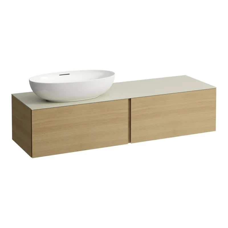 Direct Beschikbaar Alessi One - zásuvkový element 1600, se 2 zásuvkami, s výřezem vlevo, top Calce Avorio vč. otvoru pro baterii, pro umyvadla H818975/6, H818977/8, světlý dub (H4313550972501)