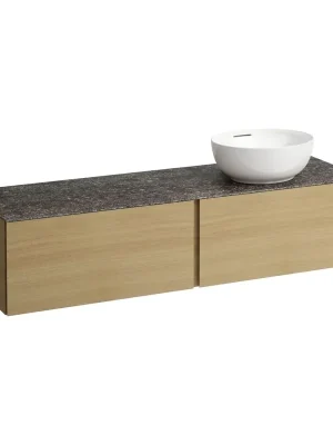 Alessi One - zásuvkový element 1600, se 2 zásuvkami, s výřezem vpravo, top Marrone Naturale, pro umyvadla H818975/6, H818977/8, světlý dub (H4323530972501) Flitsaanbieding