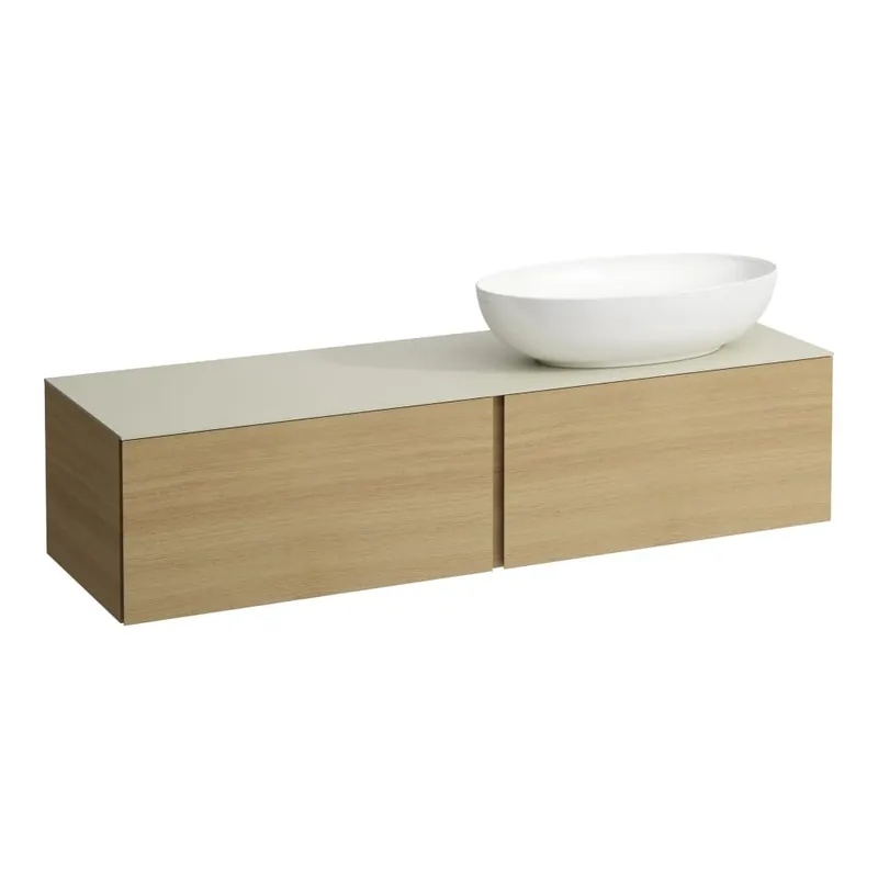 Premium Alessi One - zásuvkový element 1600, se 2 zásuvkami, s výřezem vpravo, top Calce Avorio vč. otvoru pro baterii, pro umyvadla H818975/6, H818977/8, světlý dub (H4313560972501)