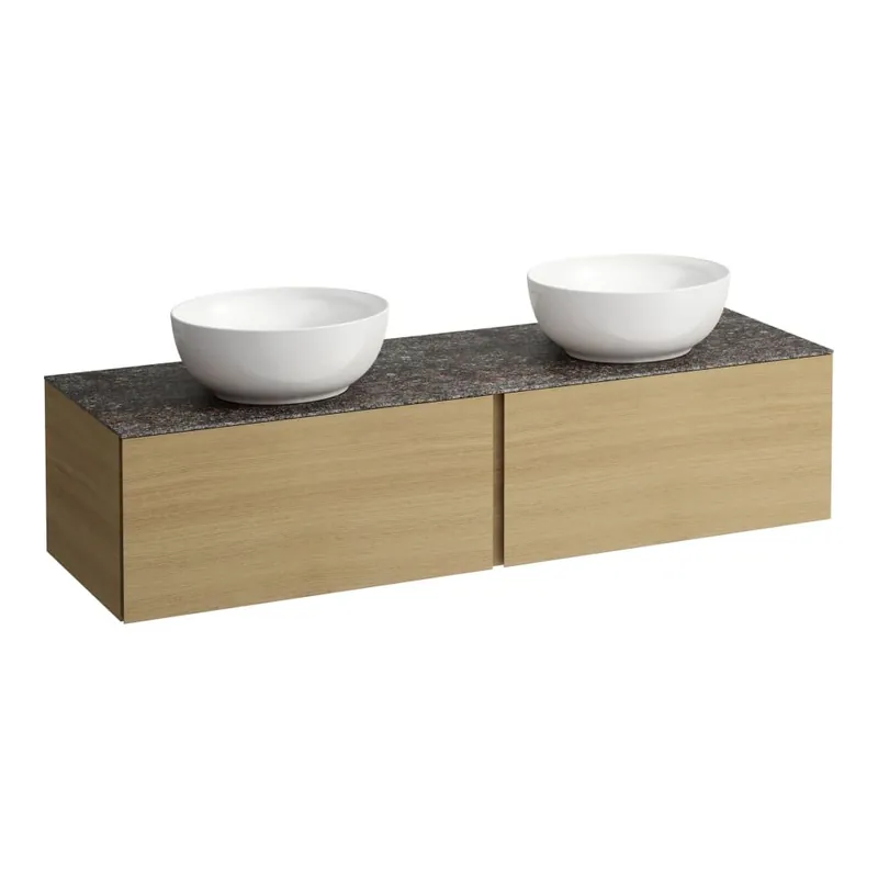 Betrouwbaar Alessi One - zásuvkový element 1600, se 2 zásuvkami, s výřezem vlevo a vpravo, top Marrone Naturale vč. otvoru pro baterii, pro umyvadla H818975/6, H818977/8, světlý dub (H4323570972501)