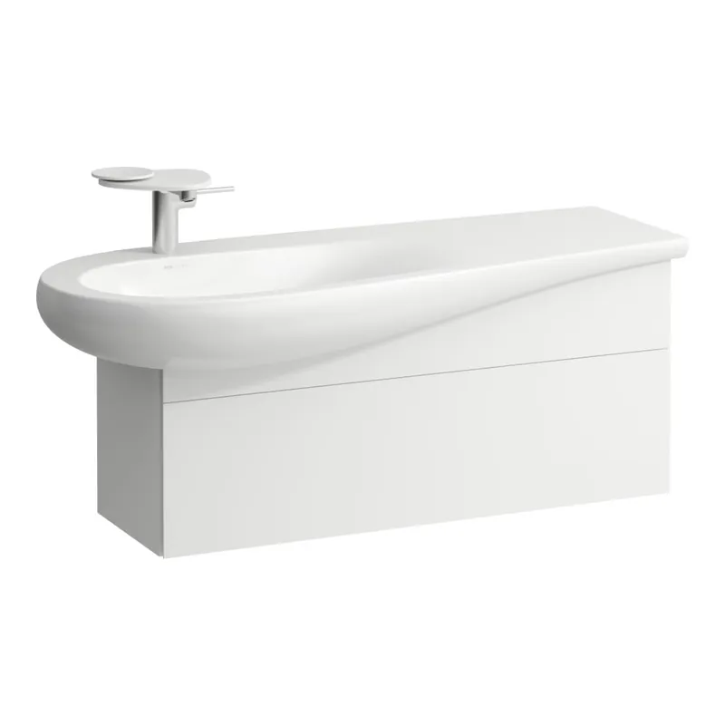 Lage Kosten Alessi One - skříňka pod umyvadlo 1200, s 1 zásuvkou, s výřezem pro sifon vlevo, pro umyvadlo H814973, bílá matná (H4304210972601)