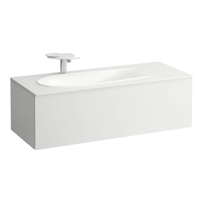Finale Uitverkoop Alessi One - skříňka pod umyvadlo 1200, s 1 zásuvkou, s výřezem pro sifon vlevo, pro umyvadlo H817979, bílá matná (H4304410972601)