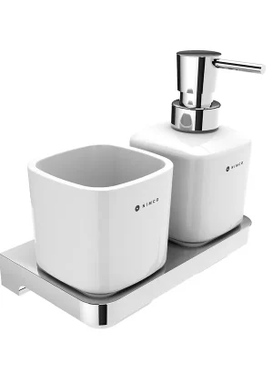 Actieprijs Maya - dávkovač s pohárkem na kartáčky, nádobky keramické, pumpička mosaz (MA 2905831K-T-26)
