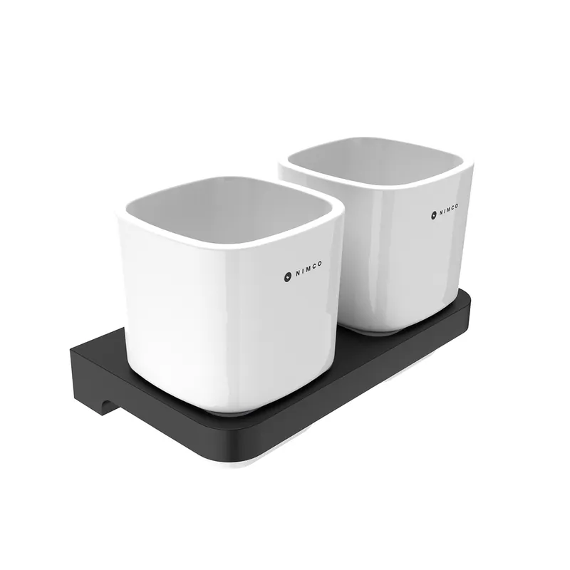 Maya - držák na kartáčky s pohárky, nádobky keramické (MAC 29058DK-90) Flitsaanbieding