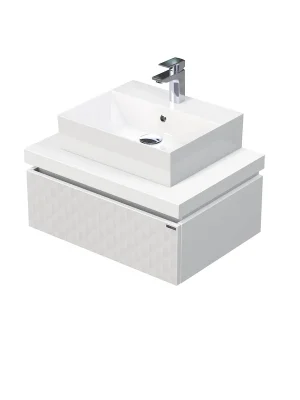 Desk 3D - skříňka 70 cm s umyvadlem na desku, 1 zásuvka, závěsná, bílá (DE 54 3D 70 STORM 1Z B073) Levný