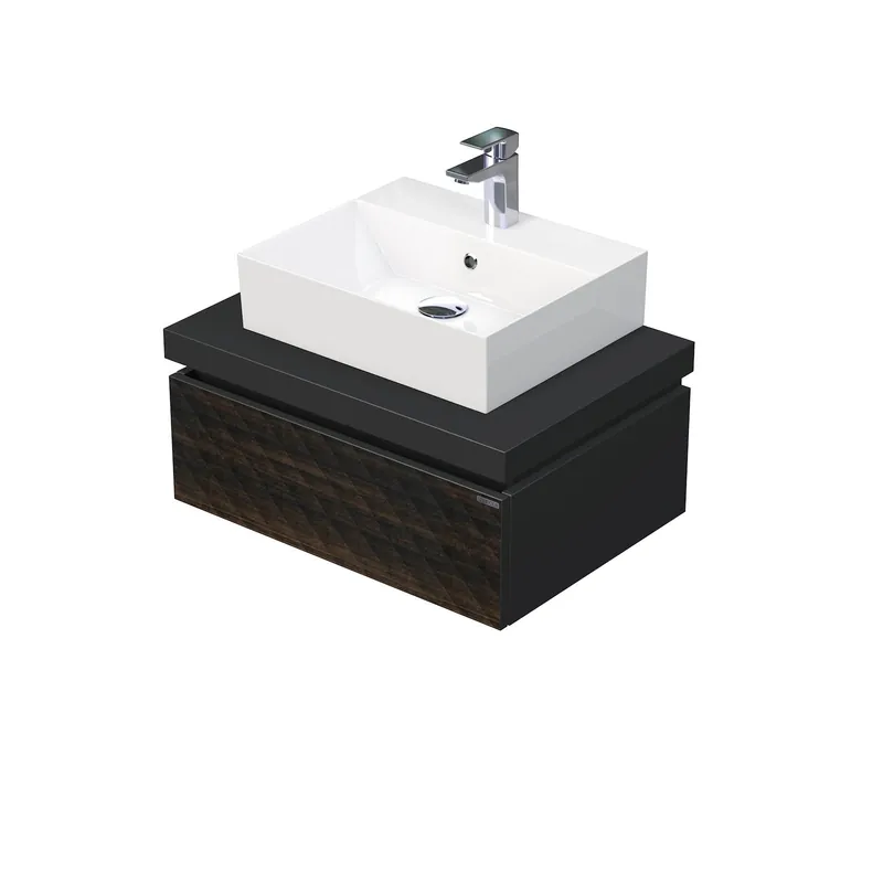 Betaalbaar Desk 3D - skříňka 70 cm s umyvadlem na desku, 1 zásuvka, závěsná, dřevodekor (DE 54 3D 70 STORM 1Z LR29)
