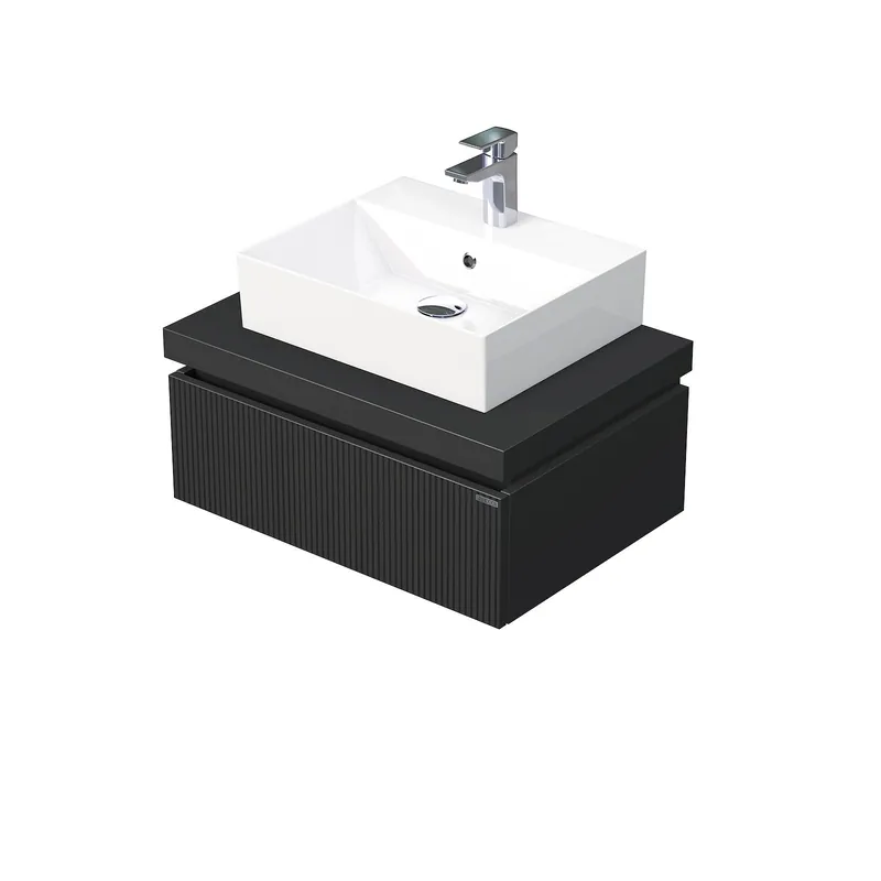 Desk 3D - skříňka 70 cm s umyvadlem na desku, 1 zásuvka, závěsná, černá (DE 54 3D 70 STORM 1Z A9276) Direct Verzonden