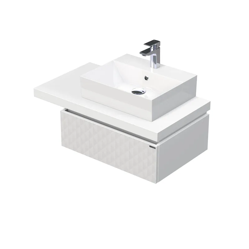 Desk 3D - skříňka 90 cm s umyvadlem na desku vpravo, 1 zásuvka, závěsná, bílá (DE 54 3D 90 P STORM 1Z B073) Voordeelprijs