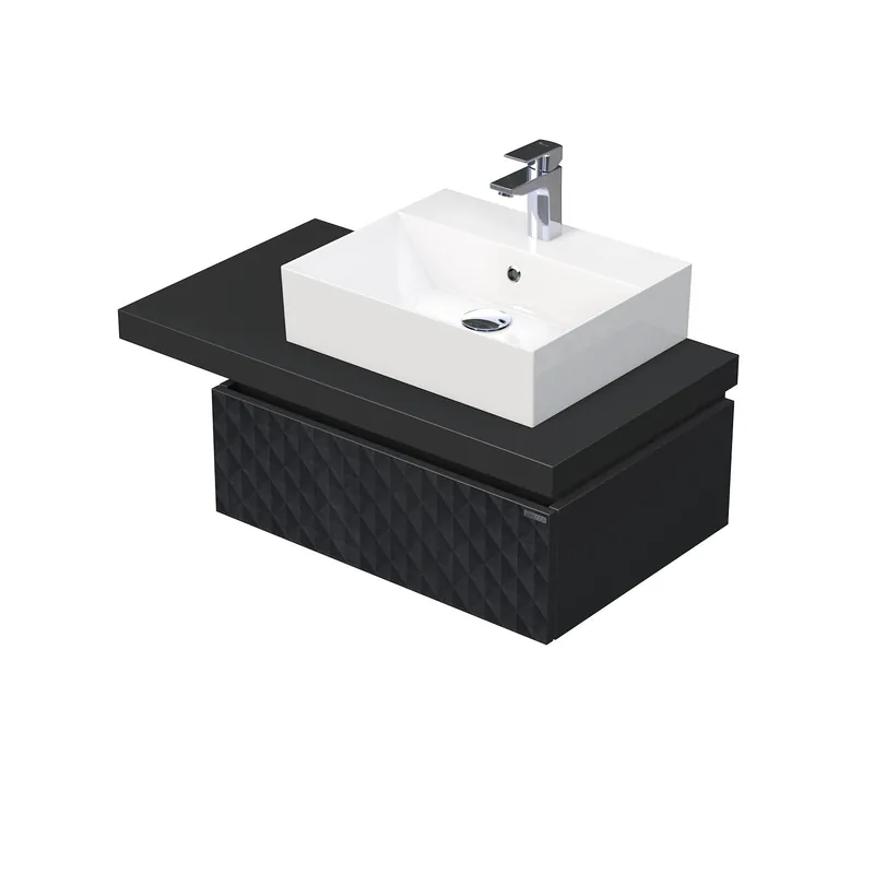 Desk 3D - skříňka 90 cm s umyvadlem na desku vpravo, 1 zásuvka, závěsná, černá (DE 54 3D 90 P STORM 1Z U129) Hete Deal