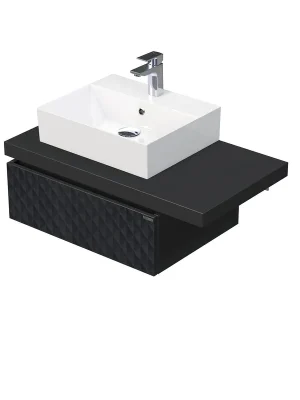 Desk 3D - skříňka 90 cm s umyvadlem na desku vlevo, 1 zásuvka, závěsná, černá (DE 54 3D 90 L STORM 1Z U129) Denní Nabídka