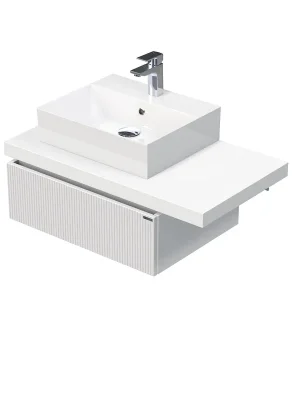 Speciale Akce Desk 3D - skříňka 90 cm s umyvadlem na desku vlevo, 1 zásuvka, závěsná, bílá (DE 54 3D 90 L STORM 1Z A8916)
