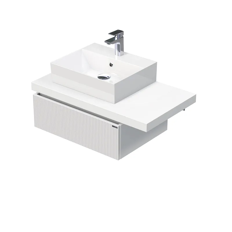 Speciale Aanbieding Desk 3D - skříňka 90 cm s umyvadlem na desku vlevo, 1 zásuvka, závěsná, bílá (DE 54 3D 90 L STORM 1Z A8916)