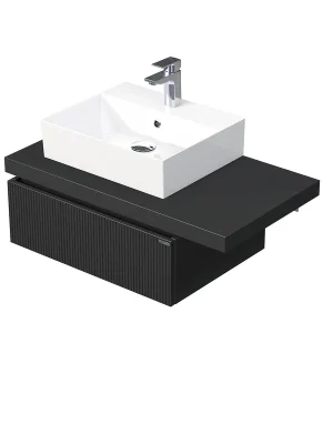 Novinka Desk 3D - skříňka 90 cm s umyvadlem na desku vlevo, 1 zásuvka, závěsná, černá (DE 54 3D 90 L STORM 1Z A9276)