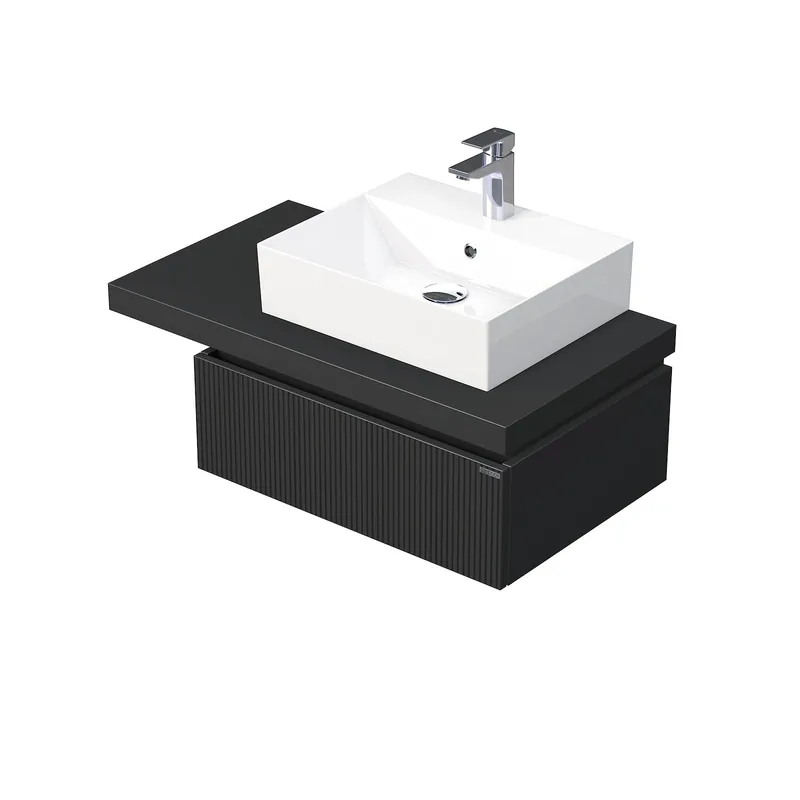 Desk 3D - skříňka 90 cm s umyvadlem na desku vpravo, 1 zásuvka, závěsná, černá (DE 54 3D 90 P STORM 1Z A9276) Laatste Versie
