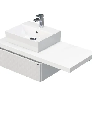 Desk 3D - skříňka 110 cm s umyvadlem na desku vlevo, 1 zásuvka, závěsná, bílá (DE 54 3D 110 L STORM 1Z B073) Finale Výprodej