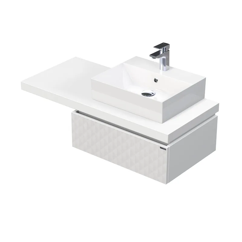 Koopje Desk 3D - skříňka 110 cm s umyvadlem na desku vpravo, 1 zásuvka, závěsná, bílá (DE 54 3D 110 P STORM 1Z B073)