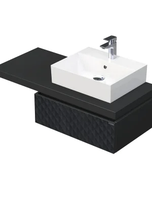 Denní Nabídka Desk 3D - skříňka 110 cm s umyvadlem na desku vpravo, 1 zásuvka, závěsná, černá (DE 54 3D 110 P STORM 1Z U129)