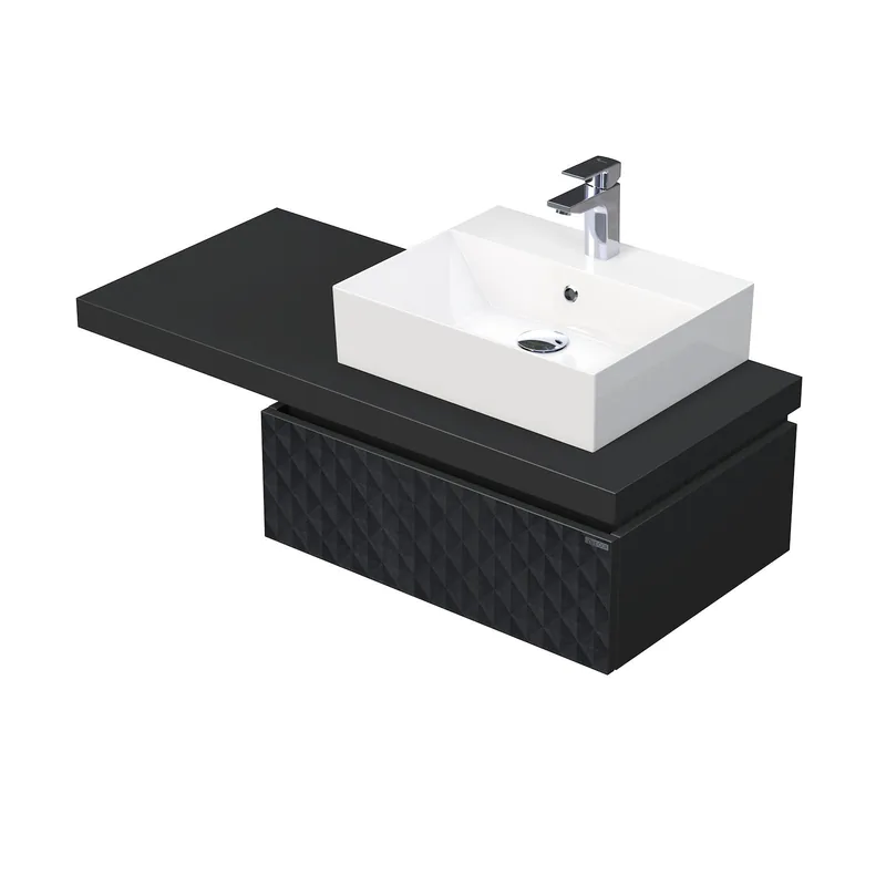 Dagaanbieding Desk 3D - skříňka 110 cm s umyvadlem na desku vpravo, 1 zásuvka, závěsná, černá (DE 54 3D 110 P STORM 1Z U129)