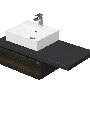 Omezená Nabídka Desk 3D - skříňka 110 cm s umyvadlem na desku vlevo, 1 zásuvka, závěsná, dřevodekor (DE 54 3D 110 L STORM 1Z LR29)