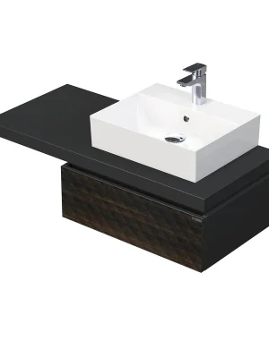 Desk 3D - skříňka 110 cm s umyvadlem na desku vpravo, 1 zásuvka, závěsná, dřevodekor (DE 54 3D 110 P STORM 1Z LR29) Levný