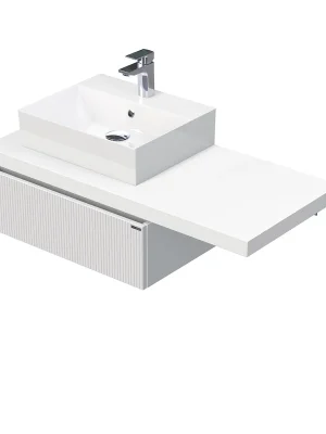 Desk 3D - skříňka 110 cm s umyvadlem na desku vlevo, 1 zásuvka, závěsná, bílá (DE 54 3D 110 L STORM 1Z A8916) Nízká Cena
