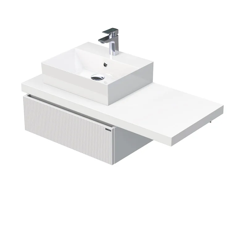 Desk 3D - skříňka 110 cm s umyvadlem na desku vlevo, 1 zásuvka, závěsná, bílá (DE 54 3D 110 L STORM 1Z A8916) Lage Prijs