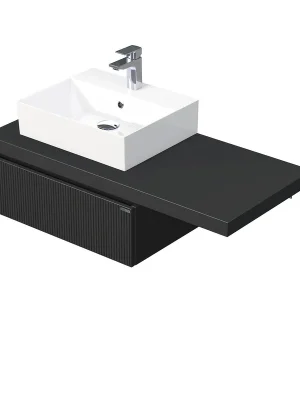 Poslední Šance Desk 3D - skříňka 110 cm s umyvadlem na desku vlevo, 1 zásuvka, závěsná, černá (DE 54 3D 110 L STORM 1Z A9276)