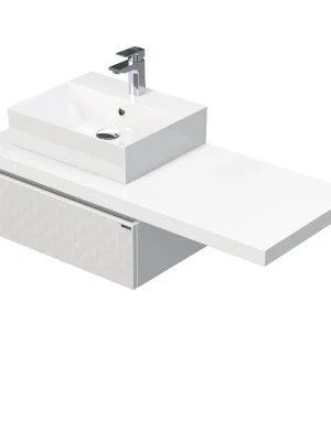 Desk 3D - skříňka 120 cm s umyvadlem na desku vlevo, 1 zásuvka, závěsná, bílá (DE 54 3D 120 L STORM 1Z B073) Sleva