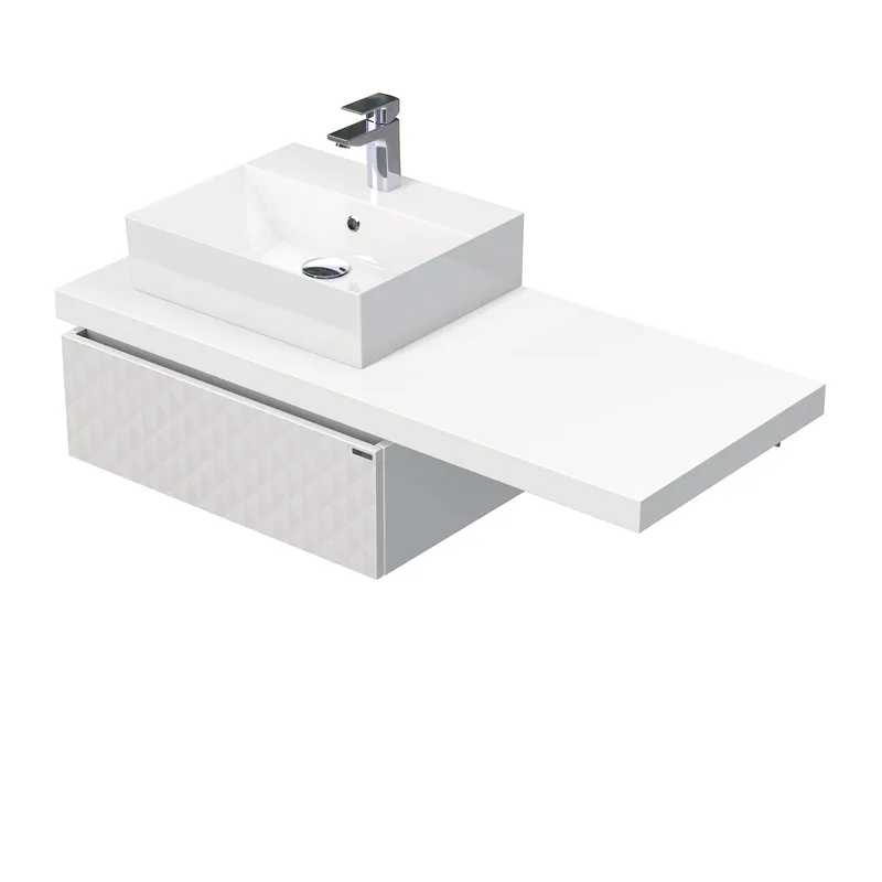Desk 3D - skříňka 120 cm s umyvadlem na desku vlevo, 1 zásuvka, závěsná, bílá (DE 54 3D 120 L STORM 1Z B073) Sleva